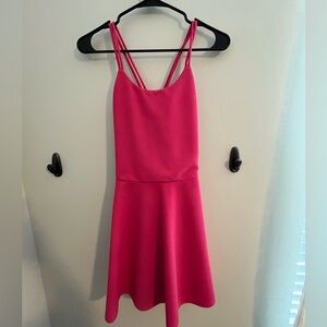 Pink textured A-line mini dress